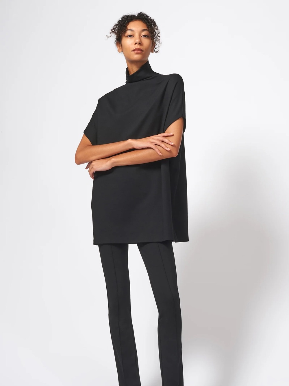 KAL RIEMAN Ponte Funnelneck Oversized Top Black Made in NYC $295 - SMALL
